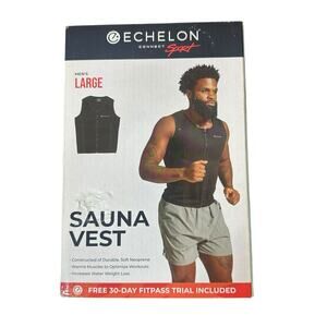 Echelon Connect Sport Black Mens L Neoprene Zipper Sauna Vest Weight Loss NEW